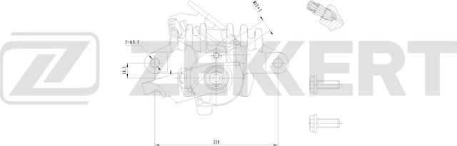 Тормозной суппорт Zekkert (алюминий) задний левый для Audi A3 II (8P) 2003-2013. Артикул BS-8308