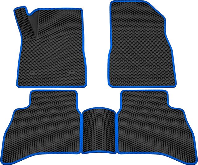 Коврики Rezkon 3D EVA Ромб резиновые для салона Chevrolet TrailBlazer III 2020-2026 Синий кант. Артикул 9212060103