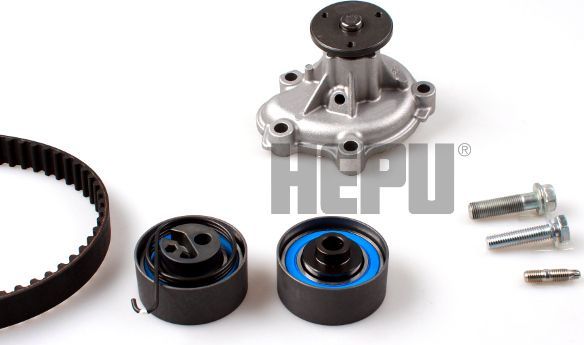Помпа (водяной насос) с комплектом ремня ГРМ Hepu. Артикул PK03261
