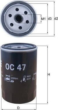 Масляный фильтр Mahle-Knecht. Артикул OC 47