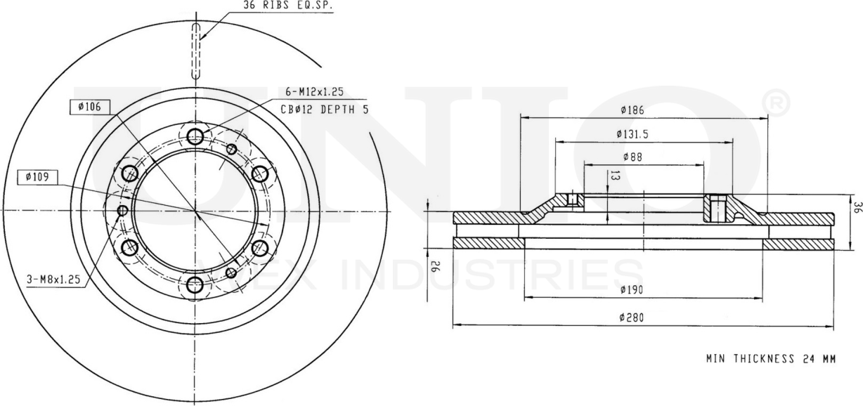 Диск тормозной (Unio). Артикул BRD-20147