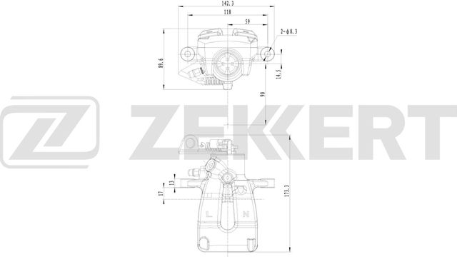 Тормозной суппорт Zekkert (алюминий) задний левый для Renault Scenic II 1999-2003. Артикул BS-8368