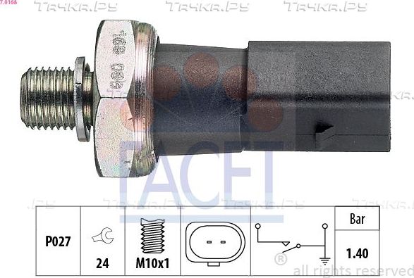 Датчик давления масла Facet Made in Italy - OE Equivalent для SEAT Exeo 2009-2013. Артикул 7.0168