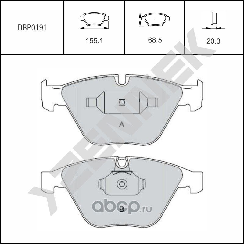 Колодки тормозные дисковые передние BMW 3 F30/31 11-> BMW 5 E60 03-10 (Zennek). Артикул DBP0191