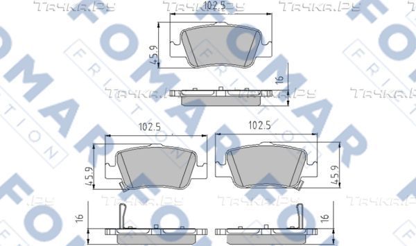 Тормозные колодки Fomar задние для Toyota Corolla E140, E150 2006-2014. Артикул FO 862581