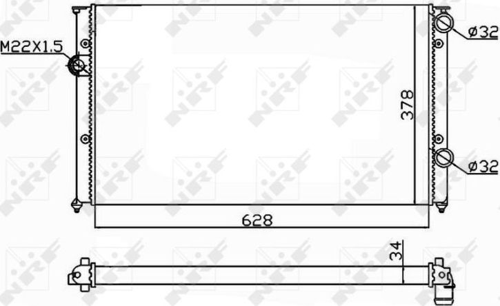 Радиатор охлаждения двигателя NRF (алюминий). Артикул 54693