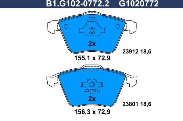 Тормозные колодки Galfer. Артикул B1.G102-0772.2