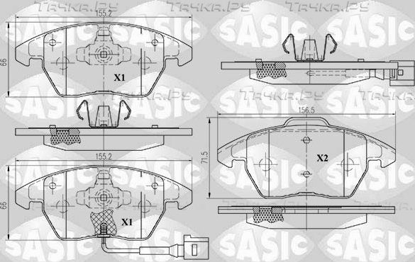 Тормозные колодки Sasic передние для Volkswagen Touran I 2003-2010. Артикул 6216004