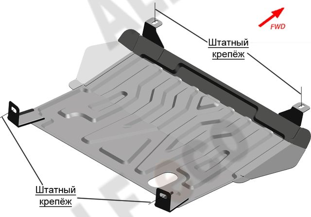 Защита алюминиевая Alfeco для картера и КПП Lada Priora 2007-2018. Артикул ALF.28.23al