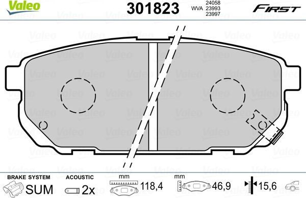 Тормозные колодки Valeo First. Артикул 301823