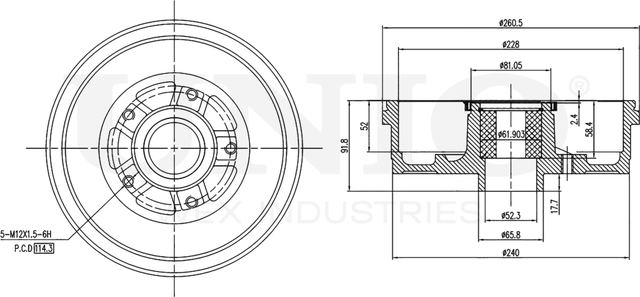 Барабан тормозной (Unio). Артикул BRD-10038