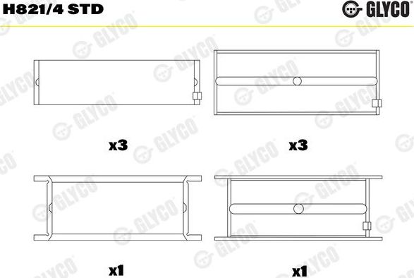 Вкладыши коренные Glyco. Артикул H821/4 STD