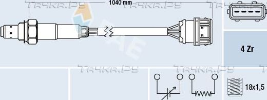 Лямбда-зонд (кислородный датчик) FAE для Volvo V40 I 1996-2000. Артикул 77373