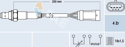 Лямбда-зонд (кислородный датчик) FAE. Артикул 77151