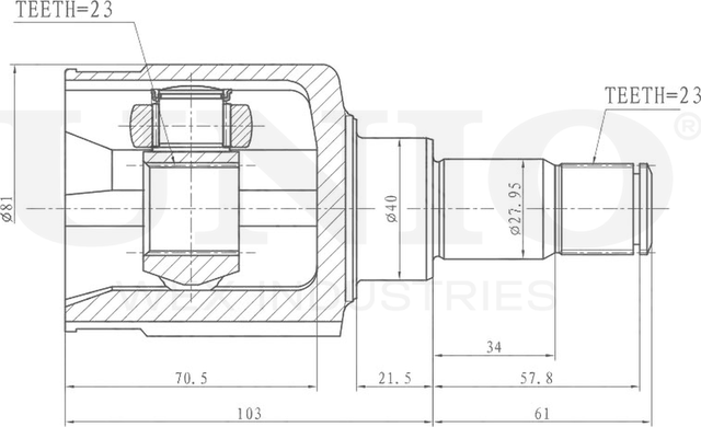 ШРУС внутренний (Unio). Артикул CVJ-30032