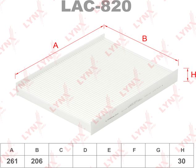 Салонный фильтр LYNXauto. Артикул LAC-820