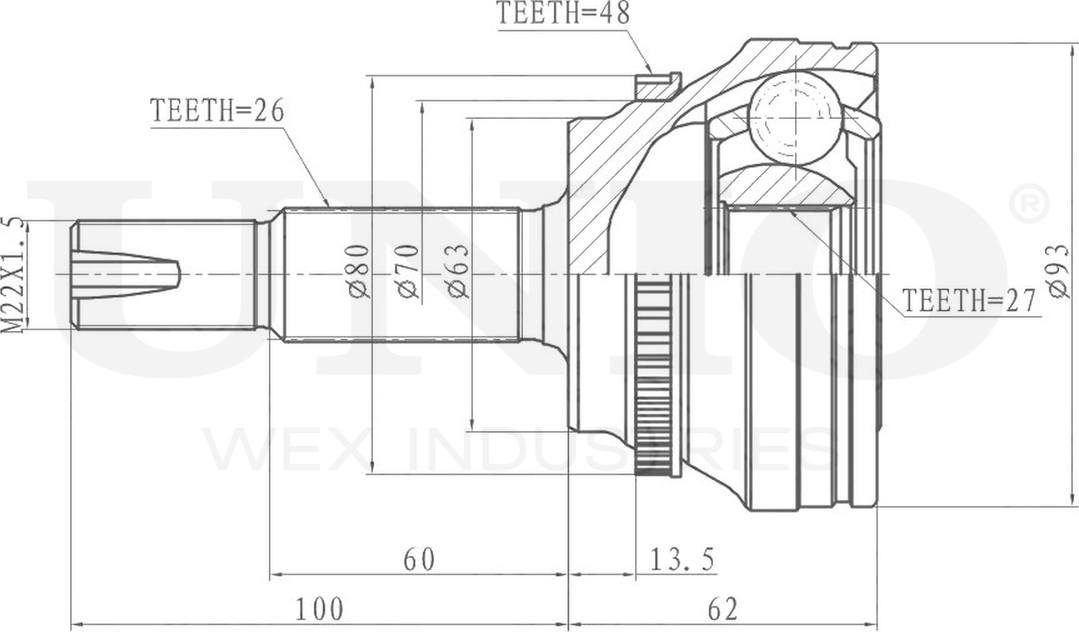 ШРУС наружный (Unio). Артикул CVJ-20286