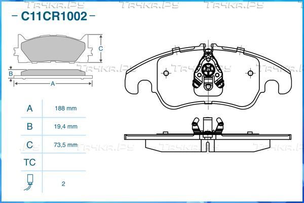 Тормозные колодки Cworks передние для Audi SQ5 I (8R) 2012-2015. Артикул C11CR1002