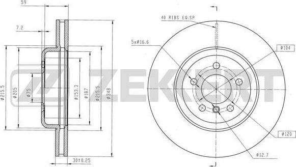 Тормозной диск Zekkert для BMW 6 III (F06/F13/F12) 2011-2018. Артикул BS-6160B