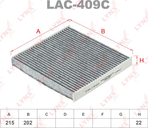 Салонный фильтр LYNXauto. Артикул LAC-409C