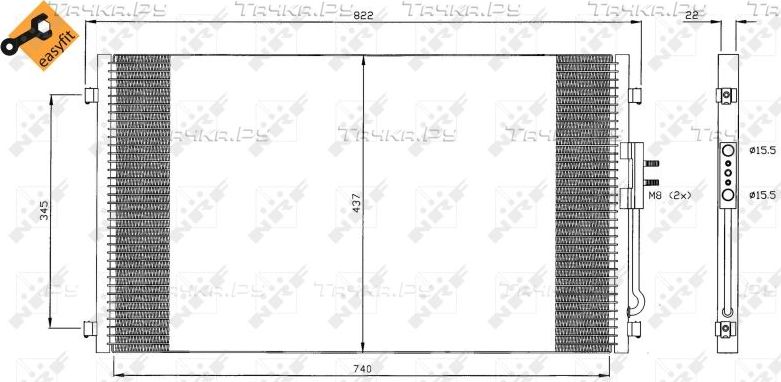 Радиатор кондиционера (конденсатор) NRF (алюминий). Артикул 35383