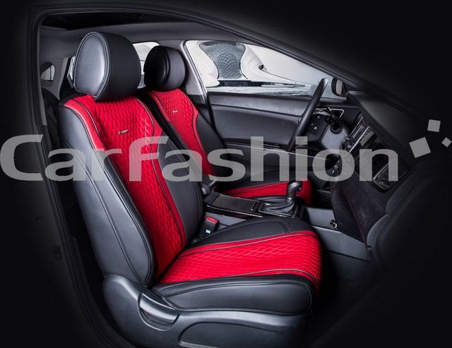 Накидки универсальные CarFashion Element на передние сидения авто, цвет Красный/Черный/Черный/Красный. Артикул 21488
