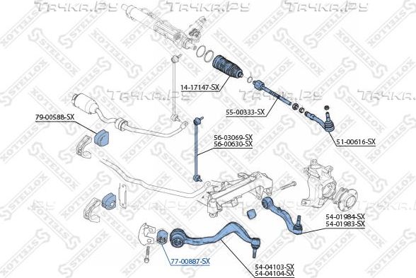 Сайлентблок переднего рычага подвески Stellox. Артикул 77-00887-SX