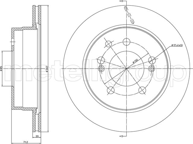Тормозной диск Metelli задний для SsangYong Rexton III 2012-2017. Артикул 23-1562C