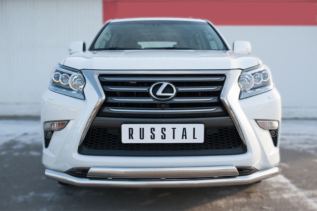 Защита RusStal переднего бампера d63 (секции) d75х42 (дуга) для Lexus GX 460 II 2014-2026. Артикул LGXZ-001835