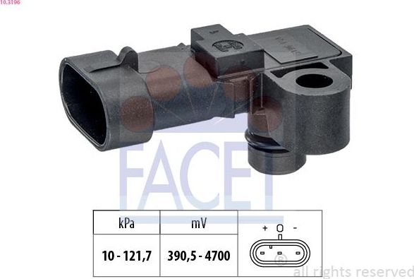 Датчик абсолютного давления (ДАД, MAP) Facet Made in Italy - OE Equivalent. Артикул 10.3196
