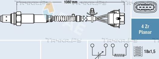 Лямбда-зонд (кислородный датчик) FAE для Opel Astra G 2000-2005. Артикул 77421