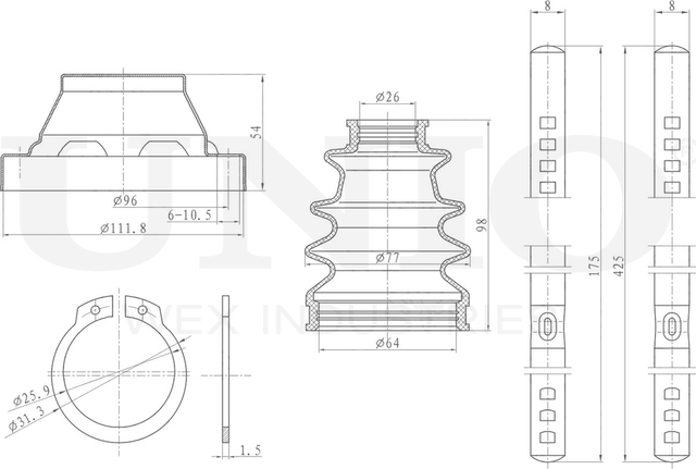 Пыльник ШРУС, комплект (Unio). Артикул DUC-30118K