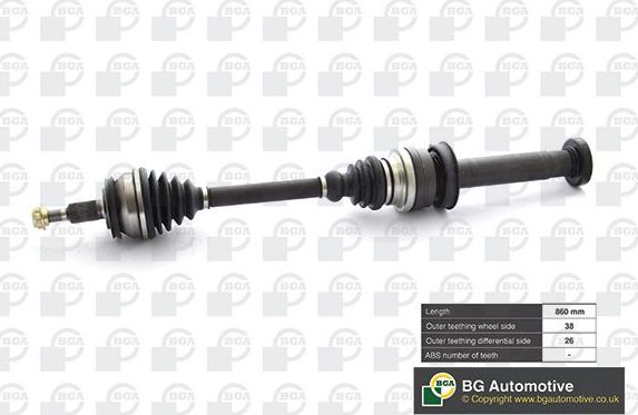 Полуось (привод в сборе, приводной вал) BGA передняя правая для Volkswagen Multivan T5 2009-2015. Артикул DS9642R