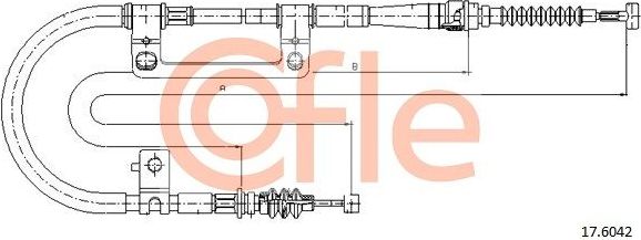 Трос ручника (тросик ручного тормоза) Cofle задний правый для Kia Sephia I 1995-1997. Артикул 92.17.6042