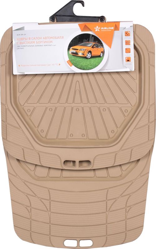 Коврики Airline в салон автомобиля, универсальные, ПВХ, Бежевые. Артикул ACM-RM-09