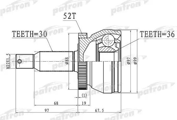 Шрус наружный (граната) Patron. Артикул PCV3072