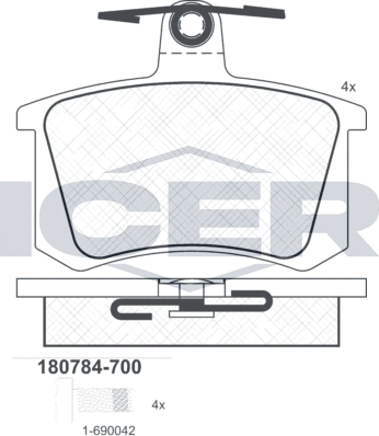Тормозные колодки Icer. Артикул 180784-700