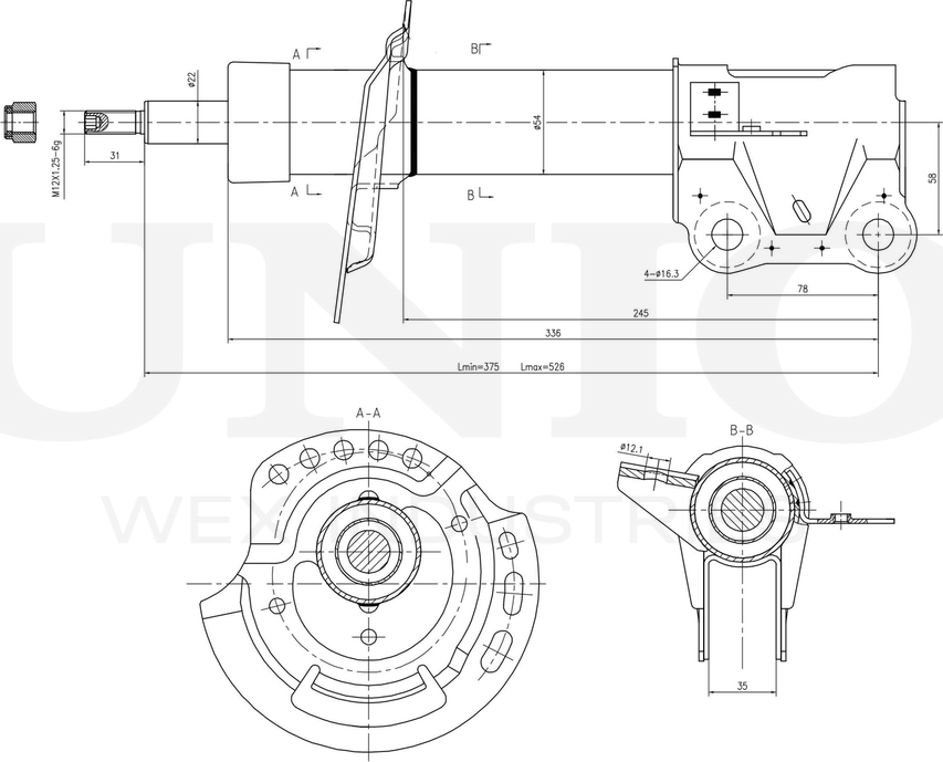 Амортизатор подвески (Unio). Артикул SAB-10779