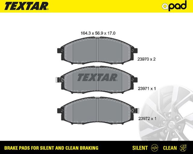 Тормозные колодки Textar apad для Nissan Navara D22 2001-2007. Артикул 2397001SC
