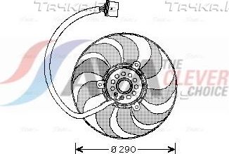 Вентилятор радиатора двигателя AVA правый для SEAT Cordoba II 2002-2009. Артикул VN7520