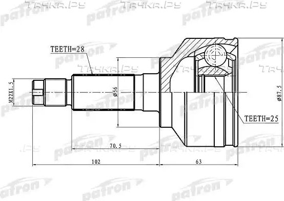Шрус наружный (граната) Patron. Артикул PCV1654