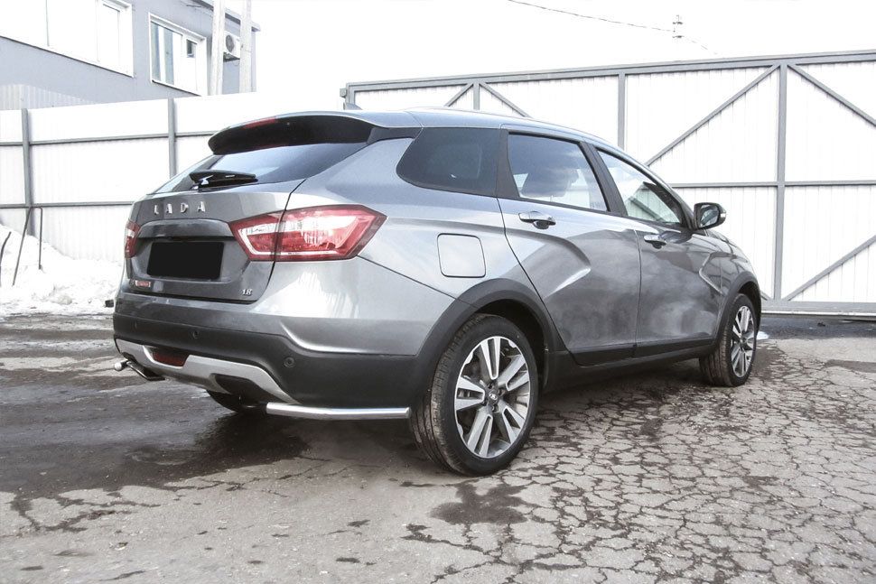 Защита Slitkoff задняя уголки d42 для Lada Vesta SW Cross 2017-2026. Артикул LadVSWCR08