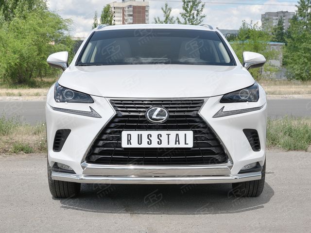 Защита RusStal переднего бампера d63 секции-d75х42 дуга для Lexus NX300 2017-2026. Артикул LNX3Z-002939