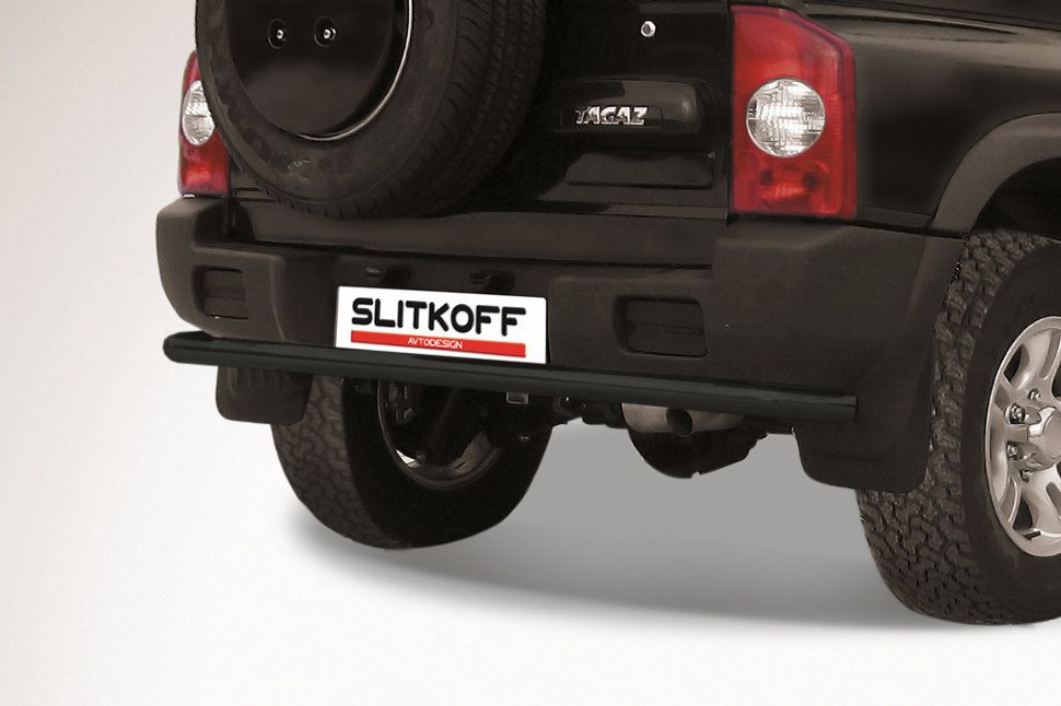 Защита Slitkoff заднего бампера d57 ЧЕРНАЯ матовая для ТагАЗ Tager 5-дв. 2008-2026. Артикул TAT5d016B