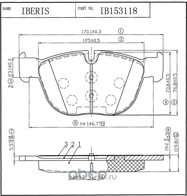 Колодки тормозные дисковые передние, комплект (Iberis). Артикул IB153118