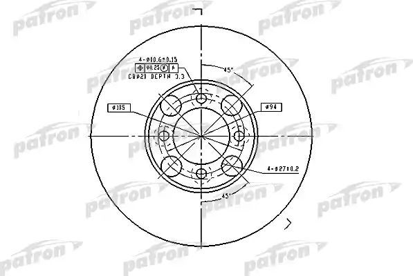 Тормозной диск Patron передний для Mazda 626 II (GC) 1985-1990. Артикул PBD1998