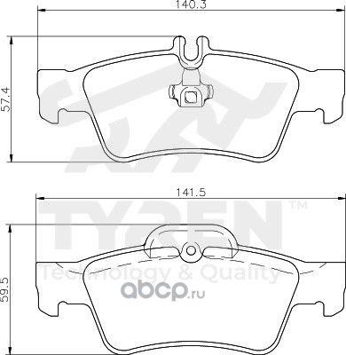 Колодки тормозные дисковые | зад | (Tyren). Артикул TYR1215451