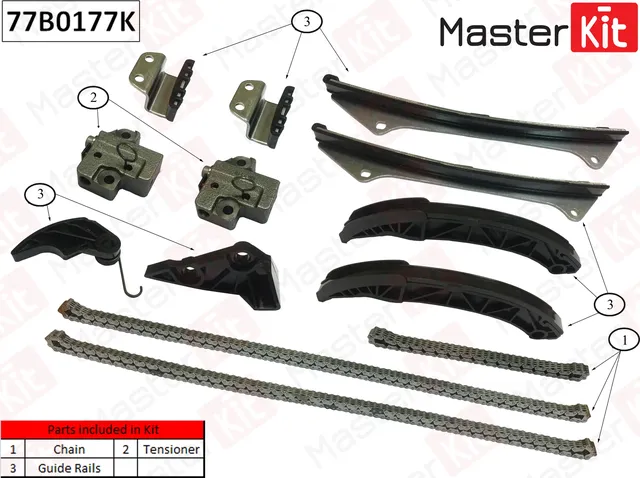 Комплект цепи ГРМ Hyundai/Kia Genesis/Graneur/NF V/Sorento 3.3i G6DB 08-14 (без (Master KIT) Master KIT. Артикул 77B0177K