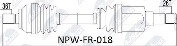 Полуось (привод в сборе, приводной вал) NTY. Артикул NPW-FR-018