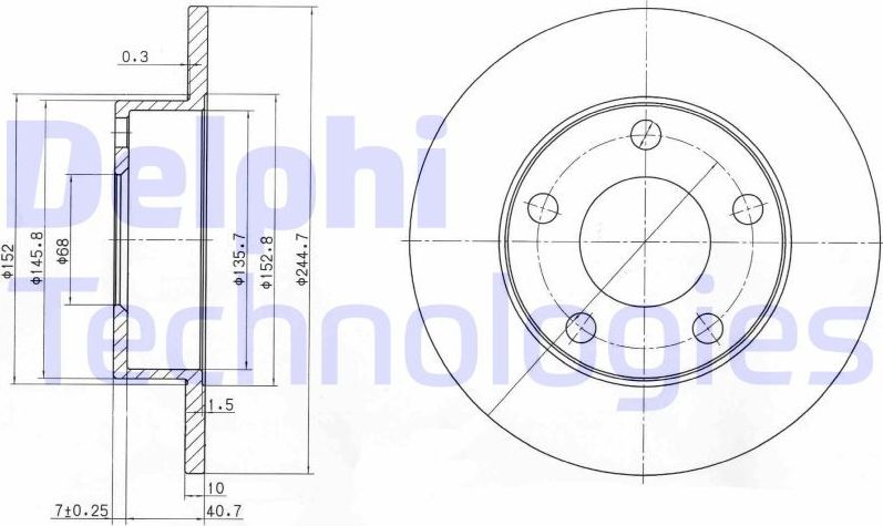 Тормозной диск Delphi. Артикул BG3381